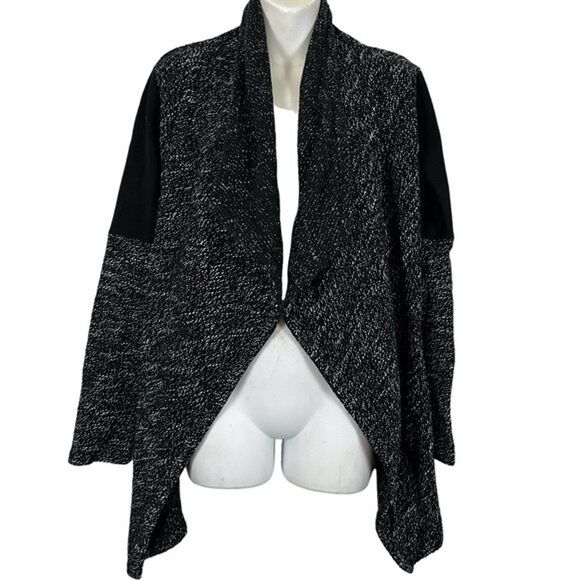 BNCI Sweaters - BNCI Women's Black & White size Large Open Cardigan Sweater Asymmetrical Jacket